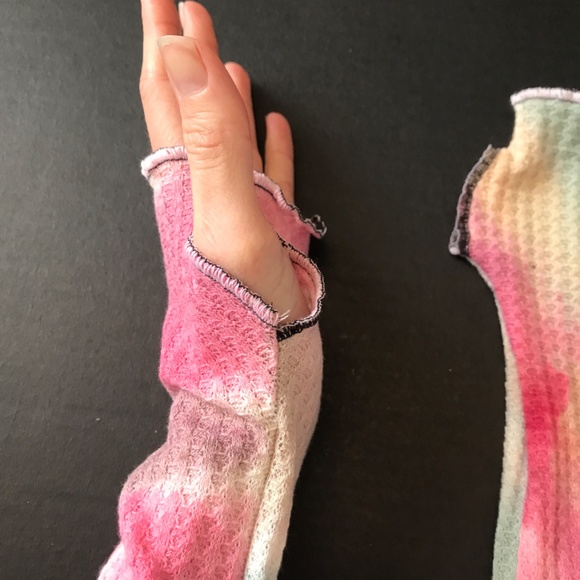 Festival Arm Covers Pink Tie Dye Arm Warmers Blue Gloves Ombre Sun Sleeves Socks - Picture 4 of 5